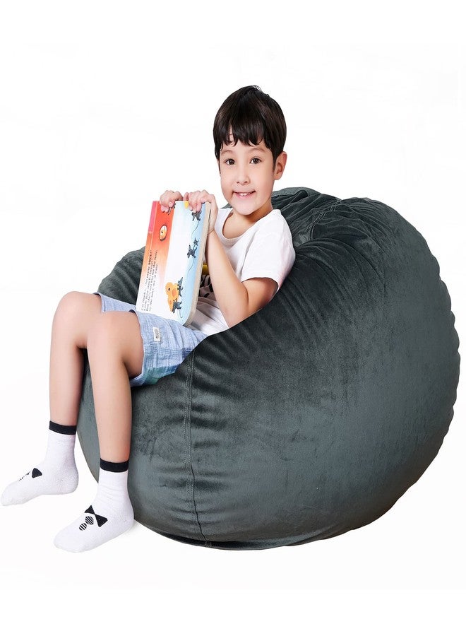 Lukeight Stuffed Animals Storage Bean Bag Chair Cover - Premium Velvet Organizer with YKK Zipper Holds 80+ Plush Toys, Washable Kids Room Decor (No Filling, X-Large) - Image 1